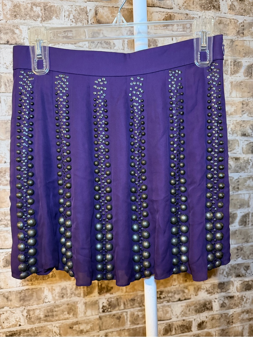 Tibi Purple Studded Metal Mini Skirt